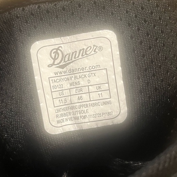 Danner Mens Tachyon 8 GTX 50122 Black Mid Calf Combat Boot Sz 11.5 - Picture 5 of 11